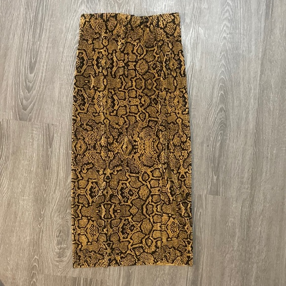 2/$15 Missguided Pleated Snake Print Midi Skirt - Picture 4 of 9